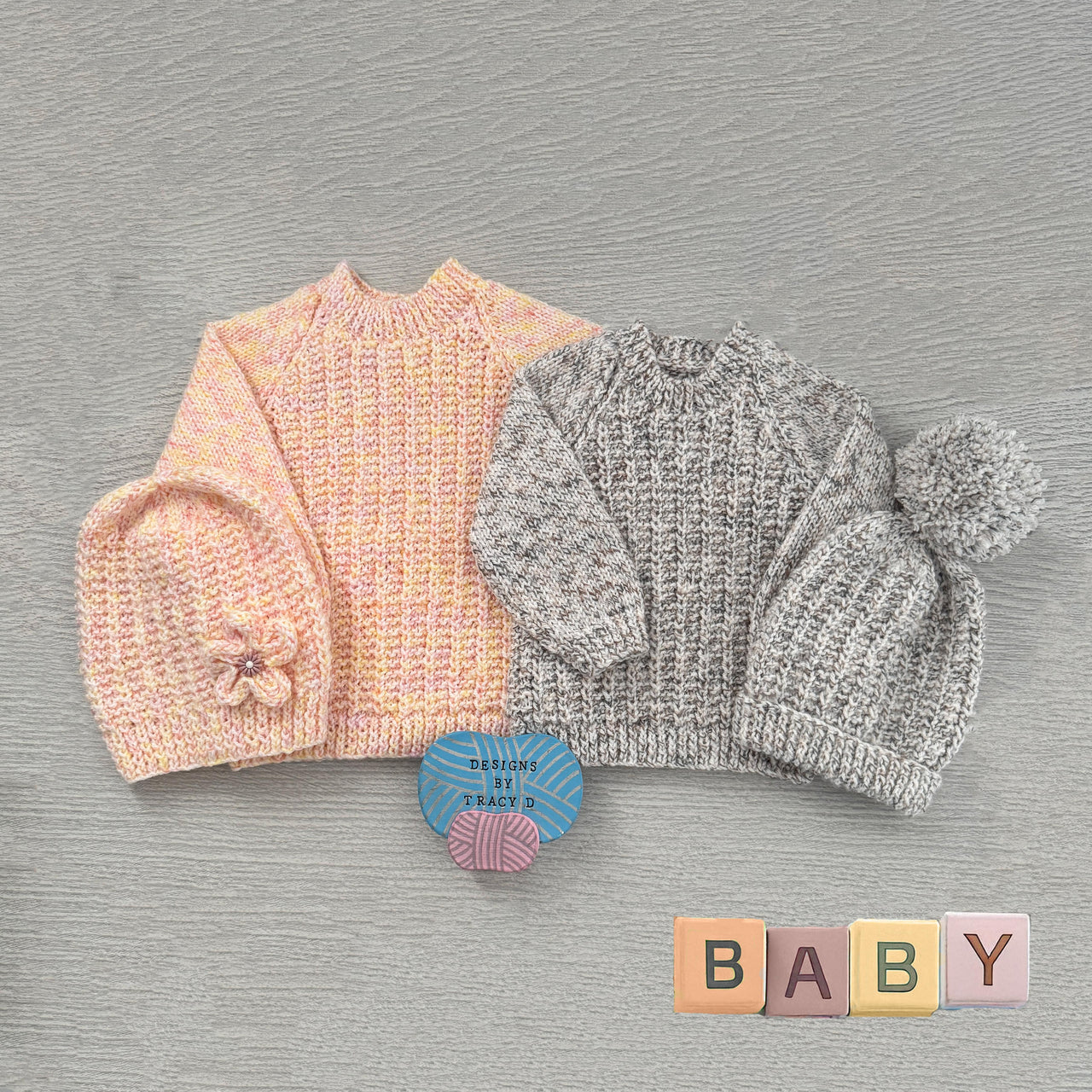 Quinn Baby sweater and Hat 18"-22" chest size