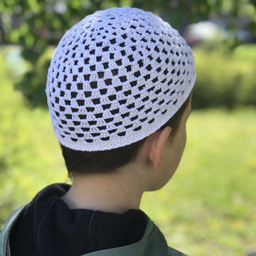 Mesh white skull cap for men