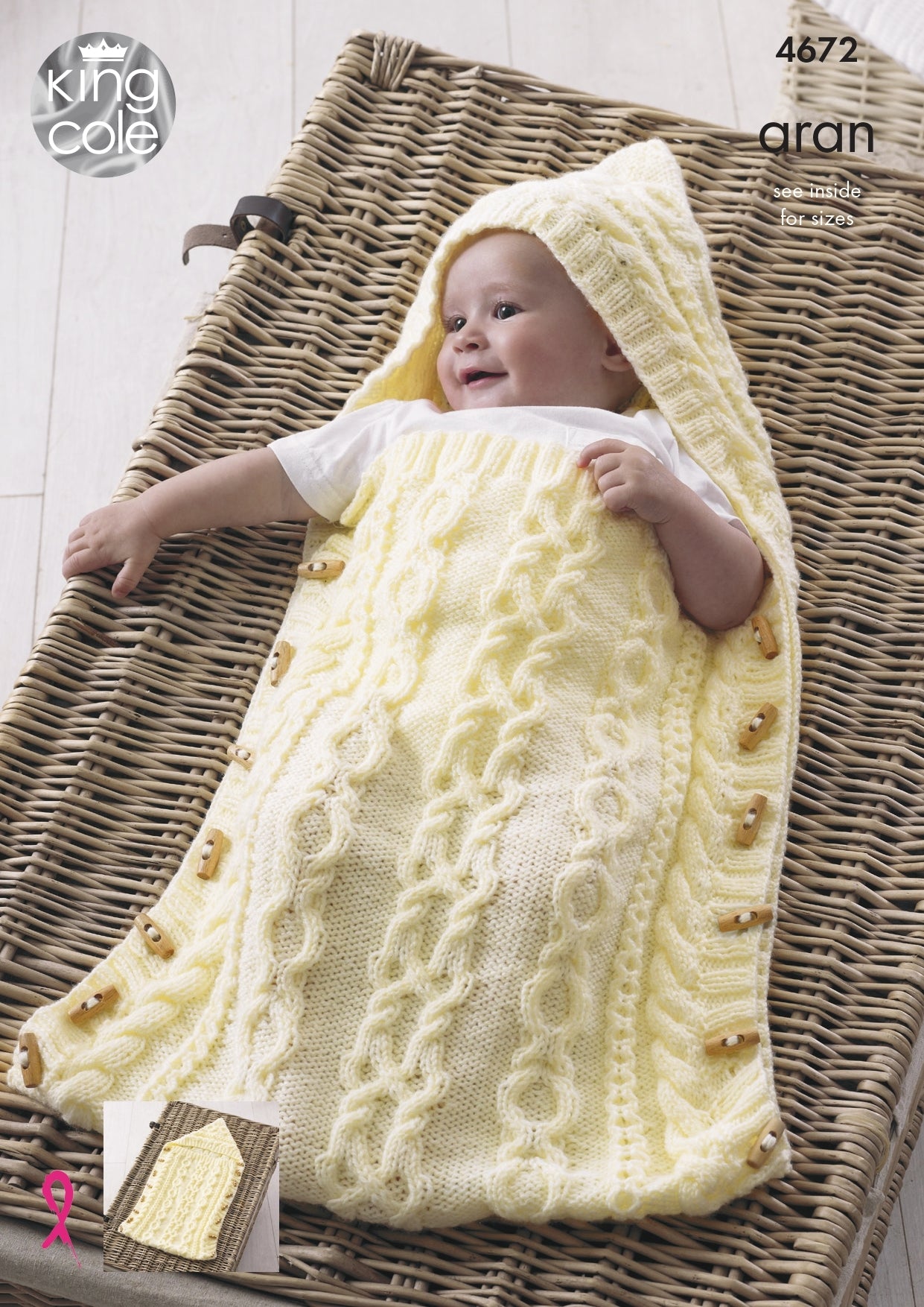 Baby Sleeping Bag, Cushion and Blanket in King Cole Comfort Aran - 4672 - Downloadable PDF