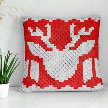 Christmas Ornament Pillow Mini C2C Crochet Pattern Red Cushion