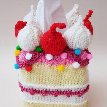 Cherry Cake Tissue Box Cover Knitting PatternCherry Cake Tissue Box Cover