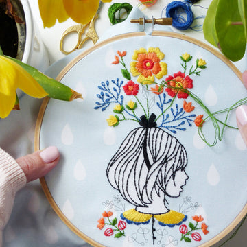 Tamar Floral Lady Printed Embroidery Kit - 6in