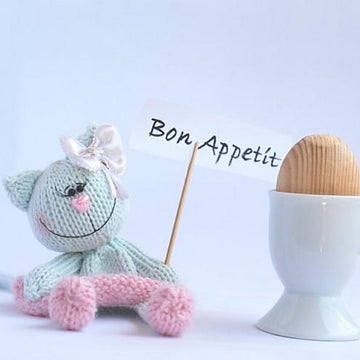 Lilac Bunny and Light pastel green Cat for keeping warm breakfast eggs