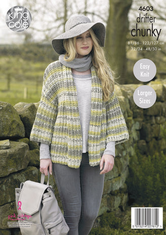 Ladies Jackets in King Cole Drifter Chunky - 4603 - Downloadable PDF