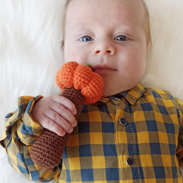 Crochet pumpkin baby rattle pattern