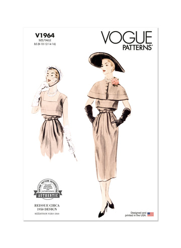Vogue Sewing Misses' Dress and Capelet V1964 - Sewing Pattern