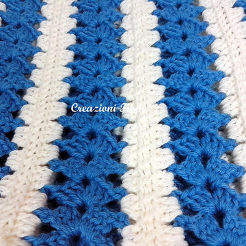 Baby Blanket Blue edge ruffled