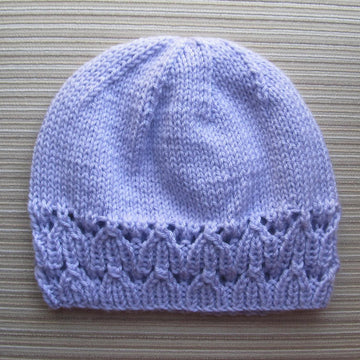 Lilac Hat with a Lacy Border for a Lady