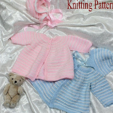 Knitting pattern baby jacket top down & hat UK & USA Terms #112