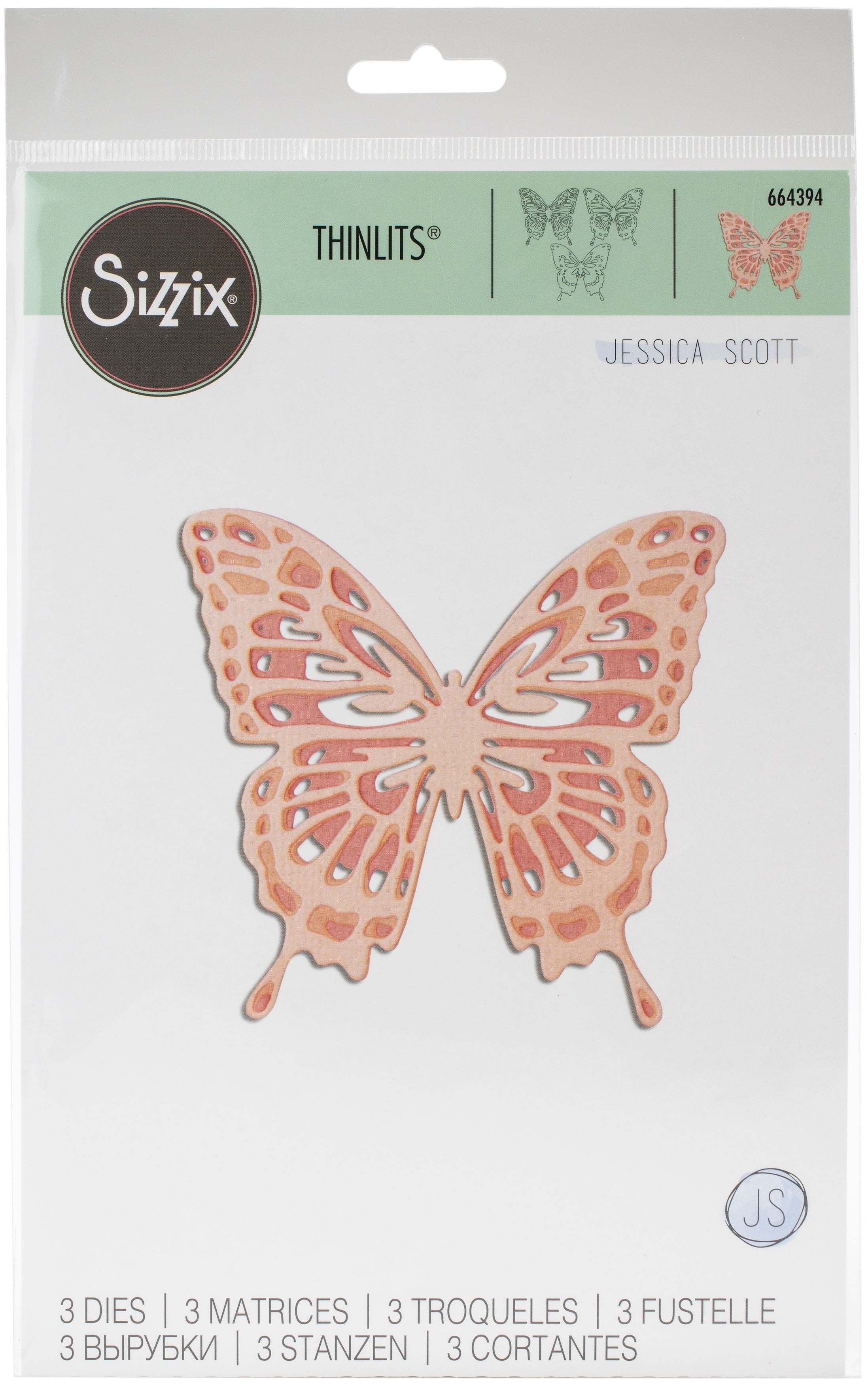 Sizzix Thinlits Dies By Jessica Scott 3/Pkg - Intricate Wings