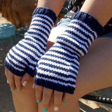 Striped Fingerless Gloves