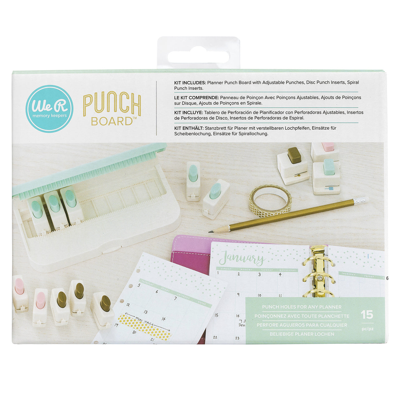 We R Memory Keepers We R Planner Punch Board W/Standard Hole Punches 6/Pkg - 226595