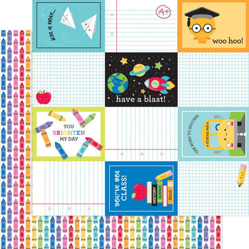 Doodlebug School Days Double-Sided Cardstock 12"X12" 25/Pkg - Color Me Happy