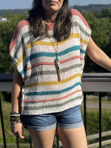 Arie Happy Shiny Stripe Summer Adjustable Wrap Top