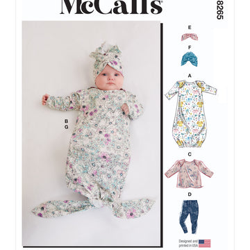 McCall's Infants' Gown, Top, Pants, Headband and Hat M8265 - Sewing Pattern