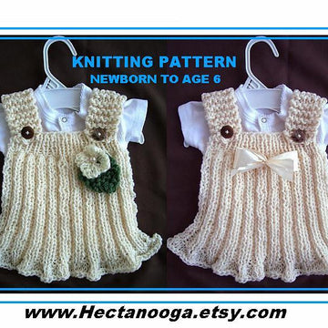 672 - knit girls dress, newborn to 6 yrs,