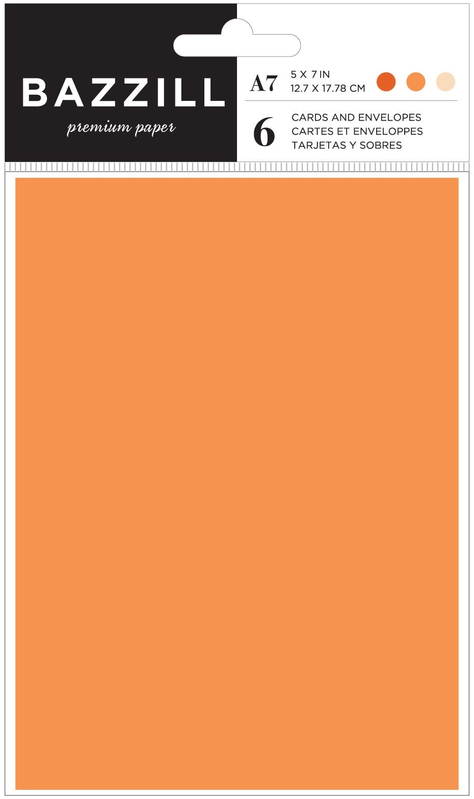 Bazzill Cards W/Envelopes 5"X7" 6/Pkg - Oranges