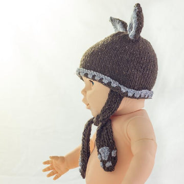 Easy Bunny Knit Hat with Paw Ties
