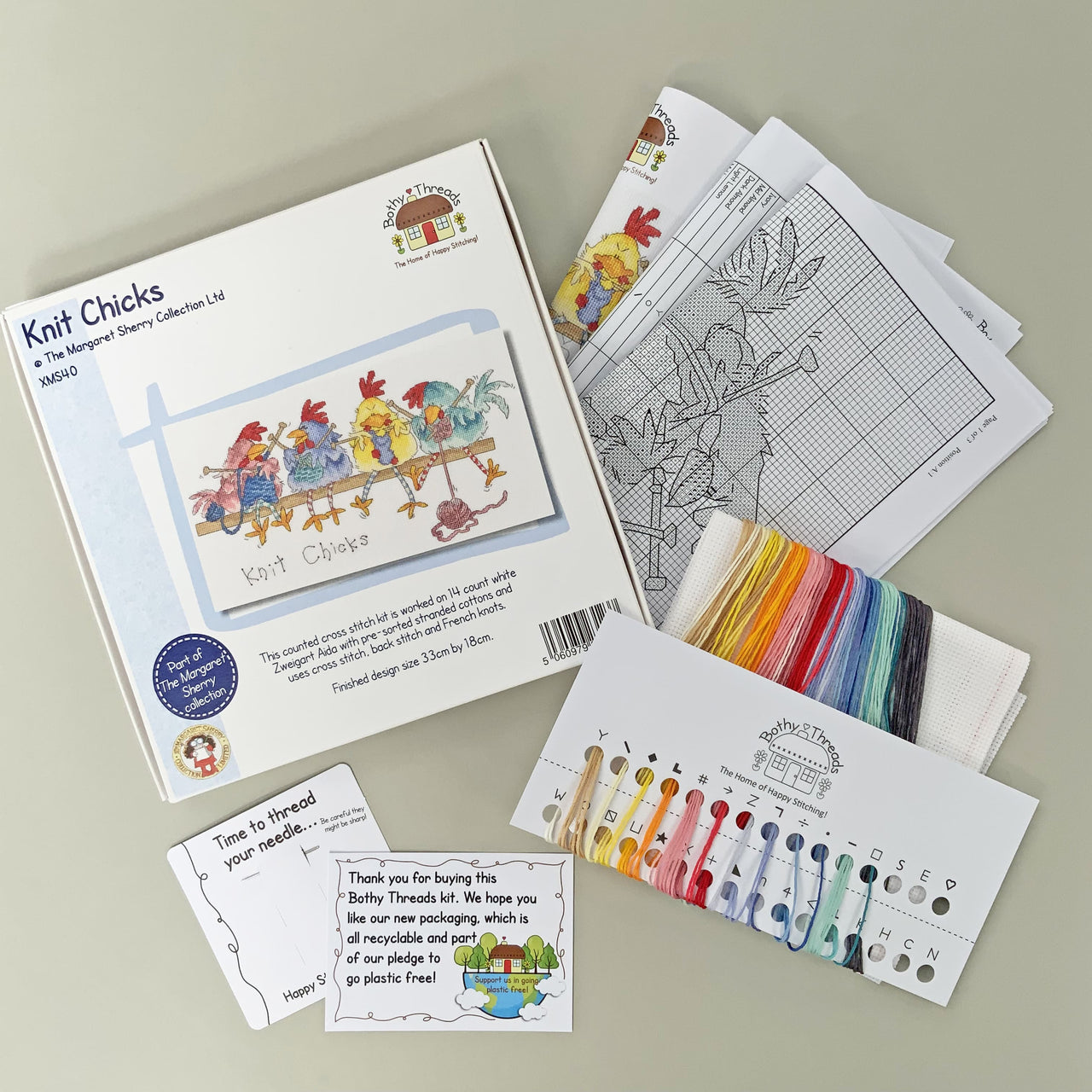 Bothy Threads Knit Chicks Cross Stitch Kit - 33 x 18cm