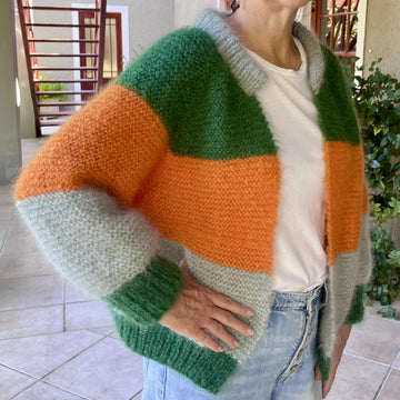 Seamless Stripes Raglan Mohair Cardigan