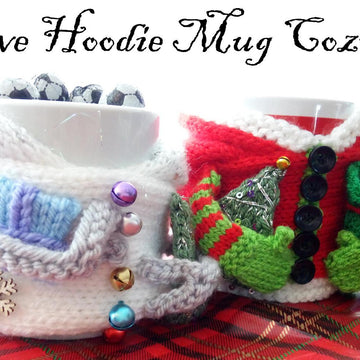 Festive Hoodie Mug Cozies Santa Elf Snowman Gingie