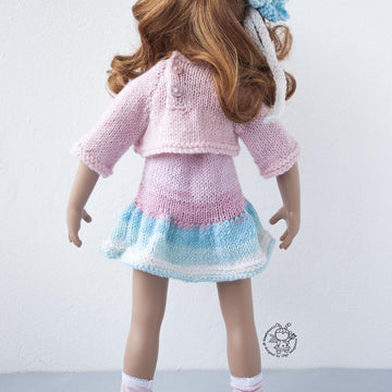 Outfit Flower knitting flat for 18 in doll