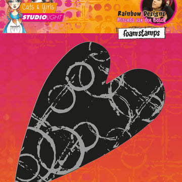 Studio Light Mixed Media Rainbow Designs Foam Stamps - Cats & Girls-Heart