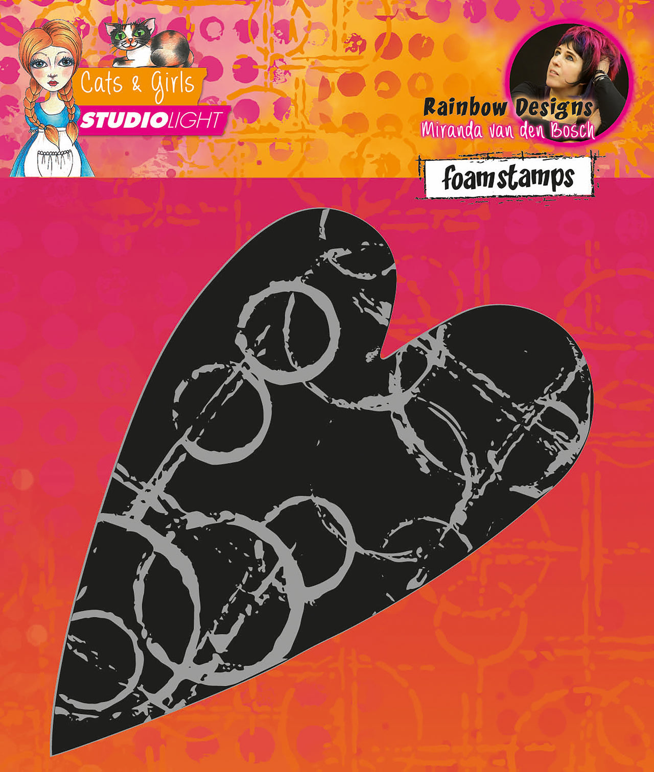 Studio Light Mixed Media Rainbow Designs Foam Stamps - Cats & Girls-Heart