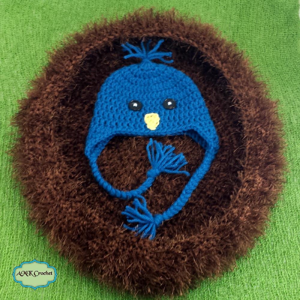 Newborn Blue Bird Hat and Nest