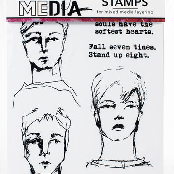 Ranger Dina Wakley Media Cling Stamps 6"X9" - Strong Men