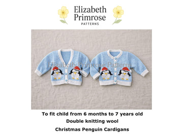 Christmas Penguins Cardigans Knitting Pattern P106 – DK – V Neck & Round Neck
