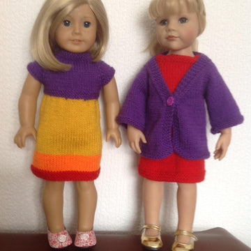 Coat of many colours and matching dress for 18 inch doll