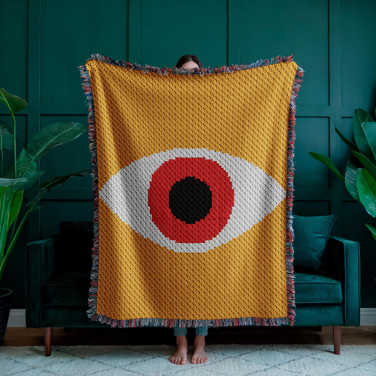 Bauhaus Red Eye Blanket C2C Crochet Pattern