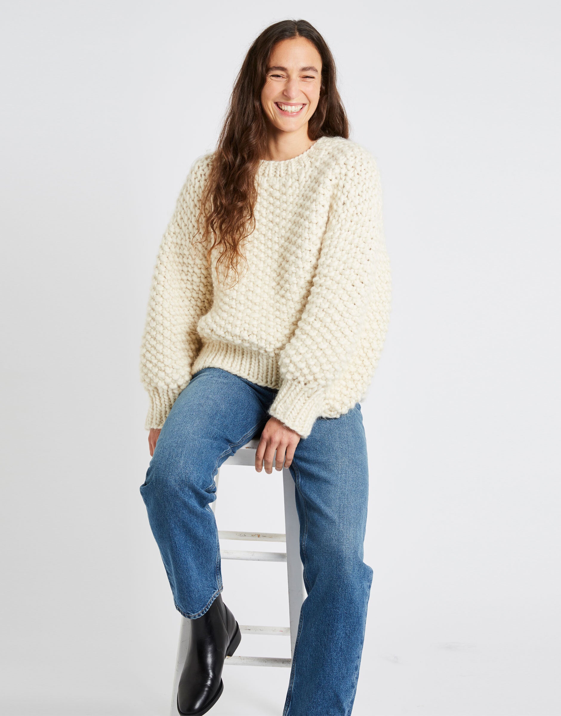 Amanda Sweater in Wool and the Gang Crazy Sexy Wool - Leaflet