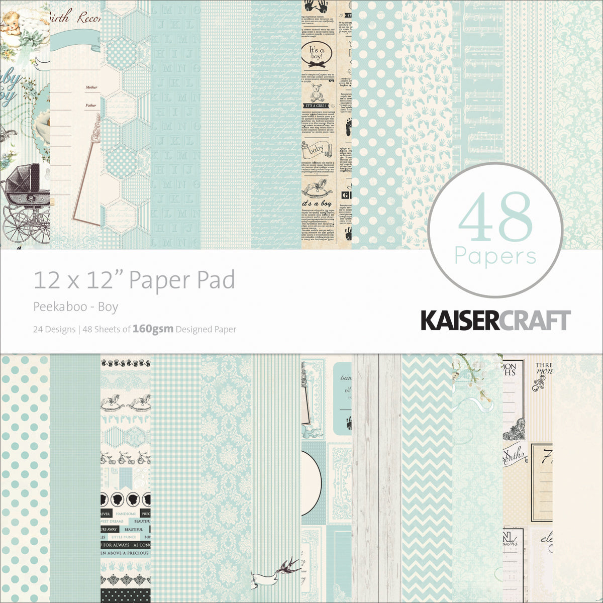 Kaisercraft Paper Pad 12"X12" 48/Pkg - Peekaboo Boy