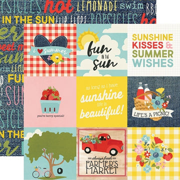 Simple Stories Summer Farmhouse Double-Sided Cardstock 12"X12" 25/Pkg - 4"X4" Elements