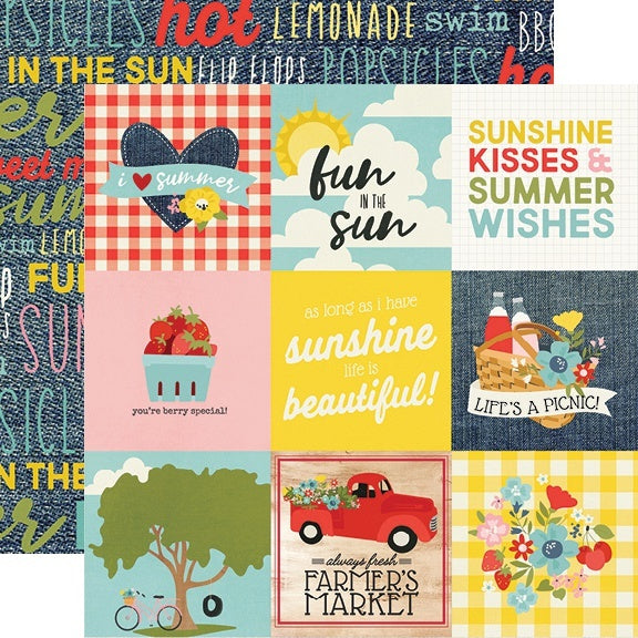 Simple Stories Summer Farmhouse Double-Sided Cardstock 12"X12" 25/Pkg - 4"X4" Elements