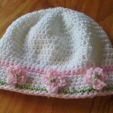 Rosy Posy Baby Booties and Hat