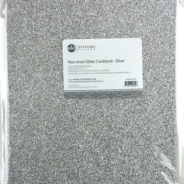 Arc Crafts ETC Papers Non-Shed Glitter Cardstock 8.5"X11" 10/Pkg - Silver