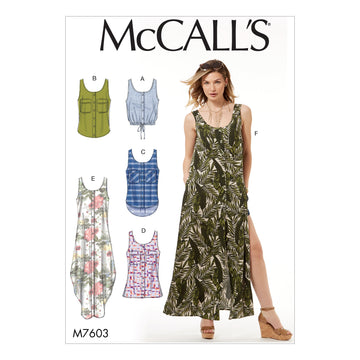 McCall's Misses' Loose-Fitting Button-Front Tops with Optional Pockets M7603 - Sewing Pattern