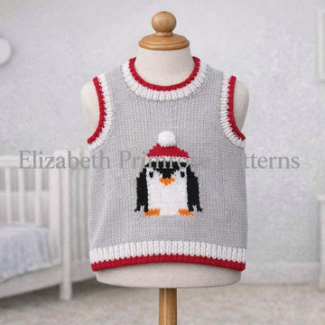 Christmas Penguin Tank Tops DK Knitting Pattern P167 – 6 Months to 2 Years – Elizabeth Primrose Patterns