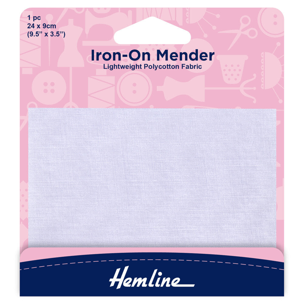 Hemline Polycotton Patch: White - 24 x 9cm - 1pc
