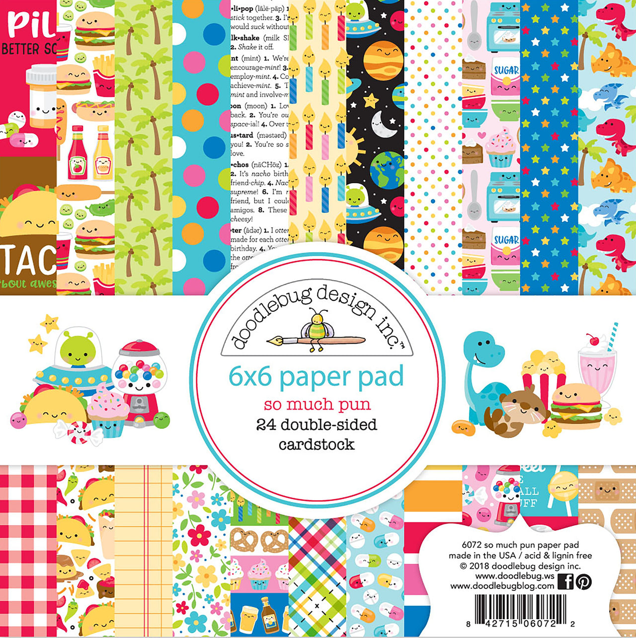 Doodlebug Double-Sided Paper Pad 6"X6" 24/Pkg - So Much Pun, 12 Designs/2 Each