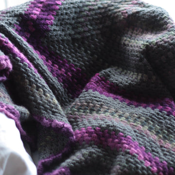 Grey & Magenta Granny Square Blanket