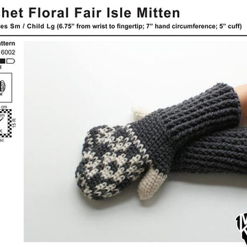 Floral Fair Isle Crochet Mittens (2016002)