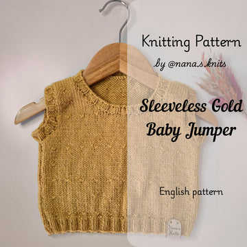 Sleeveless Gold Baby Jumper (PDF): 3, 6, 12 Months,