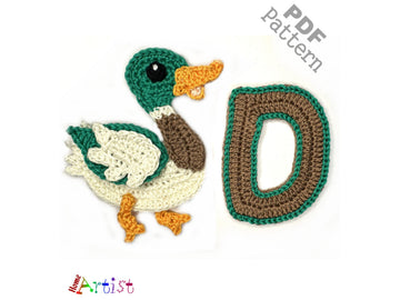 Crochet Animal Alphabet D Duck pattern