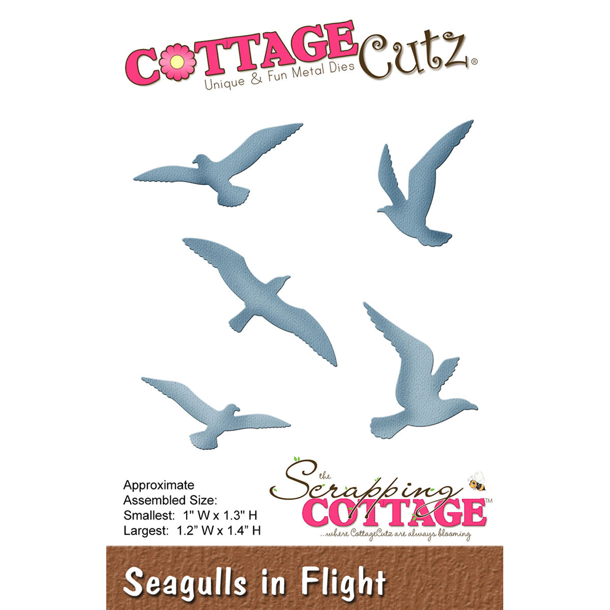 CottageCutz Dies - Seagulls In Flight 1"X1.3" To 1.2"X1.4"