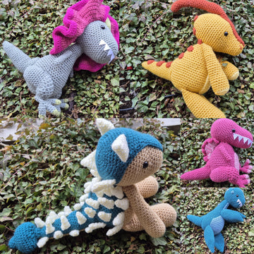 Dinosaur Set Collection Ankylosaurus Dilophosaurus Parasaurolophus Plesiosaurus Spinosaurus crochet amigurumi Jurassic