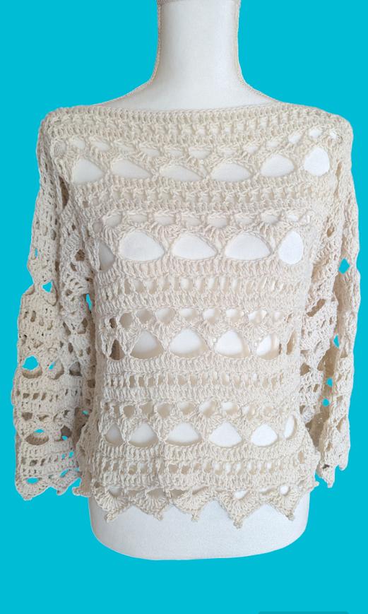 The Seaside Serenity Crochet Lace Pullover